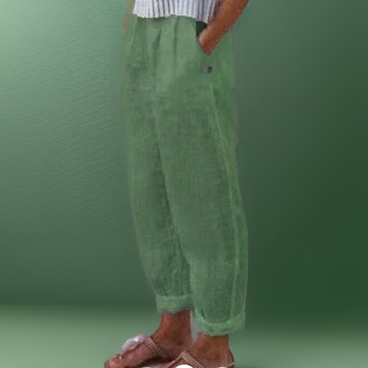 Levoire | Pantalon Flottant En Coton Et Lin Vert