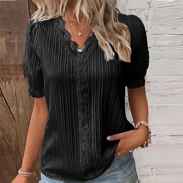 Levoire | Blouse Élégante Avec Décolleté En V Noir