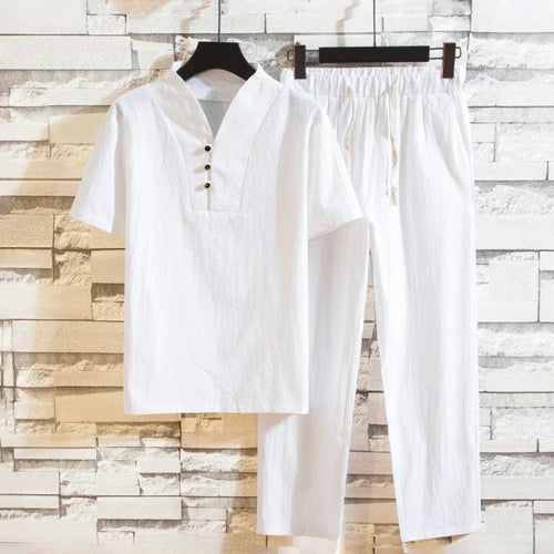 Levoire | Ensemble Deux Pièces Avec Une Chemise À Manches Courtes Décontractée Et Un Pantalon Avec Cordon De Serrage