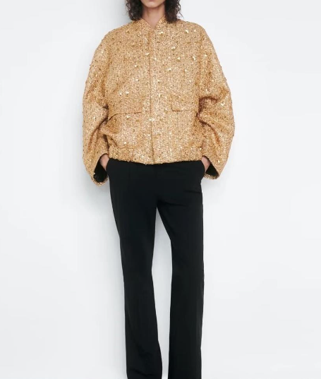 Levoire | Veste Élégante Grande Taille Avec Des Paillettes Dorées