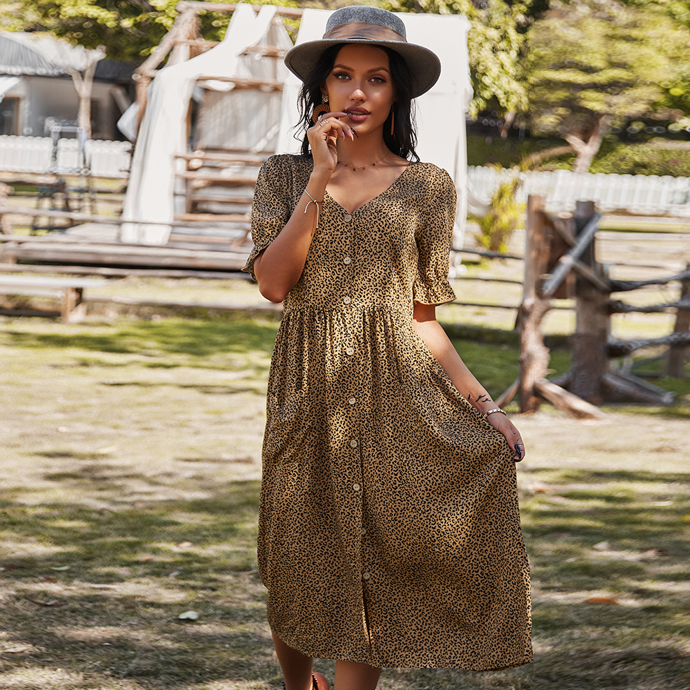 Levoire | Robe D'Été Joyeuse Une Robe Maxi Romantique Et Élégante Marron