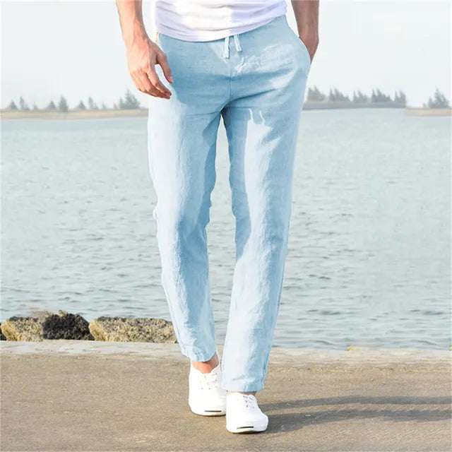 Levoire | Pantalon D'Été En Lin Bleu