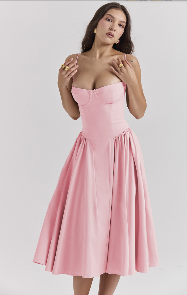 Levoire | Chic Robe D'Été Midi Sans Manches Avec Découpe Corset