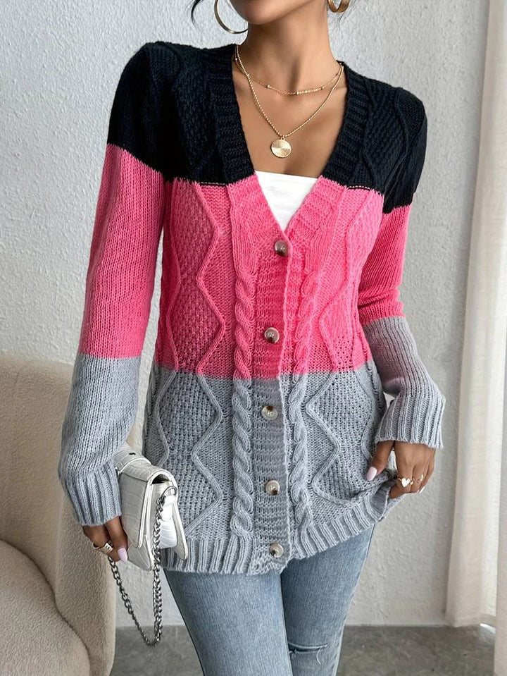 Levoire | Gilet à col V avec fermeture à boutons Rosa