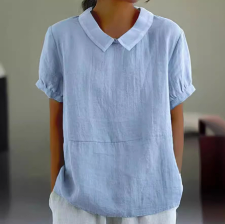 Levoire | Chemise vintage artistic floral print linen cotton casual shirt pour femmes Azul
