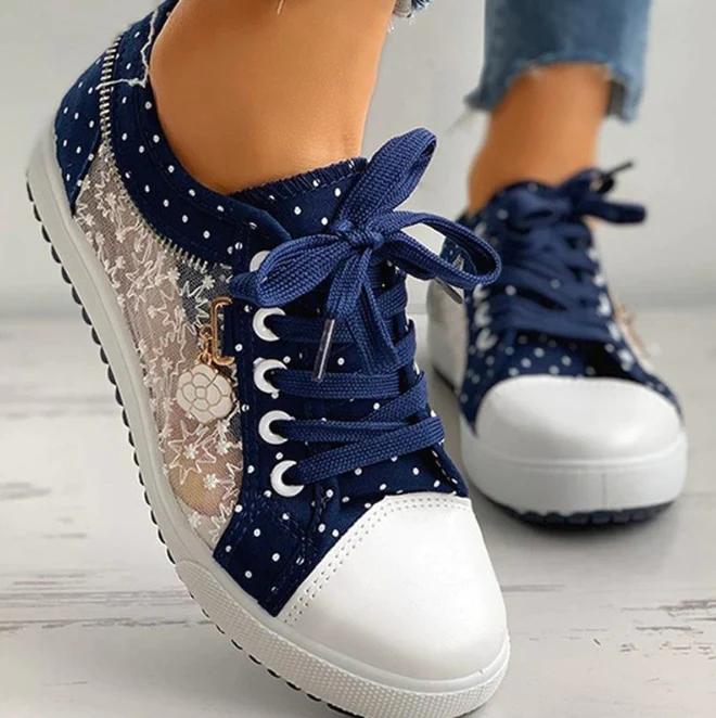 Levoire | Chaussures De Femme Tendance Avec Imprimé À Pois Pour L'Été Bleu foncé