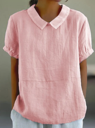 Levoire | Chemise vintage artistic floral print linen cotton casual shirt pour femmes Rosa