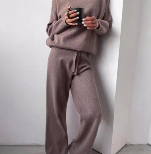Levoire | Ensemble De Salon Pour Femmes À Manches Longues Et Pantalon Parfait Pour La Maison Rosa-Gris