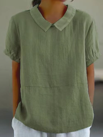 Levoire | Chemise vintage artistic floral print linen cotton casual shirt pour femmes Verde