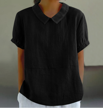 Levoire | Chemise vintage artistic floral print linen cotton casual shirt pour femmes Negro