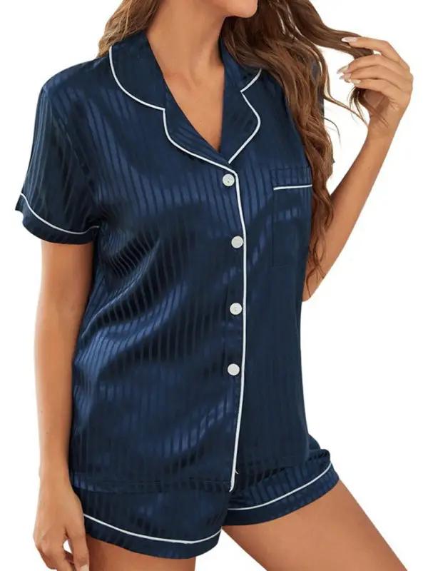 Levoire | Dame rayé haut à manches courtes + short ensemble pyjama