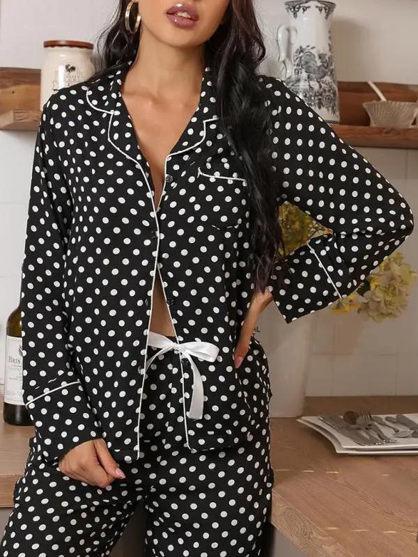 Levoire | Femme à pois ensemble de pantalon à manches longues à domicile