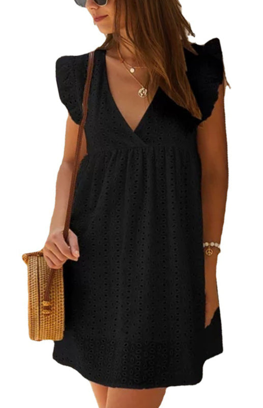 Levoire | Femmes V neck Manches courtes Longue Robe Flottante Must