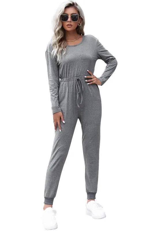 Levoire | Femme Combinaison Unie Pantalon Domicile Salopette Gris anthracite