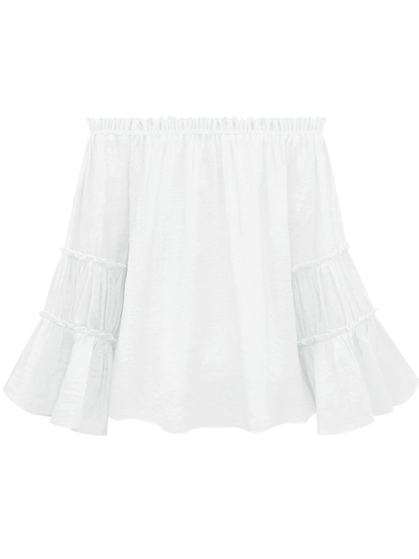 Levoire | Pour femmes Slub Coton Pour femmes Manches repliées Col en V Sexy Blouse