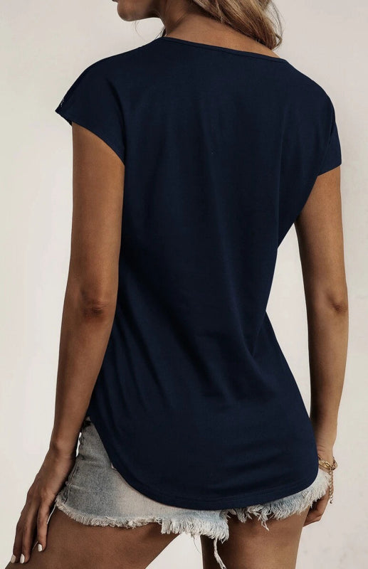Levoire | Femme Col Rond Broderie Semi-Strandée Boucle Manches Courtes Hauts