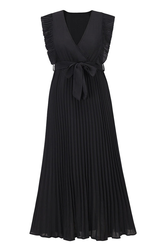 Levoire | Slim Fit Sexy Lotusleaf Sans Manches Chiffon Tombant Uni Robe