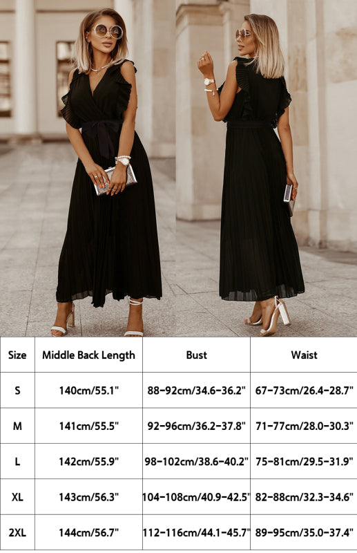 Levoire | Slim Fit Sexy Lotusleaf Sans Manches Chiffon Tombant Uni Robe