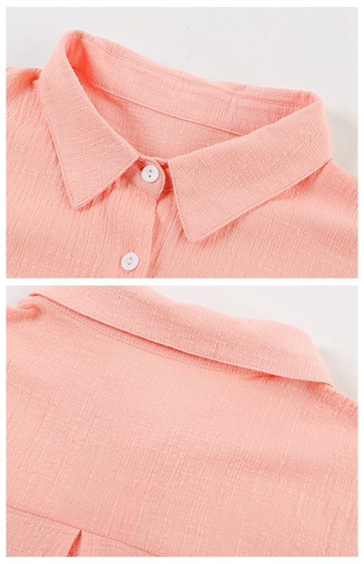 Levoire | Linrevers nappiraglan chemise à manches courtes avec blouse à fente incurvée