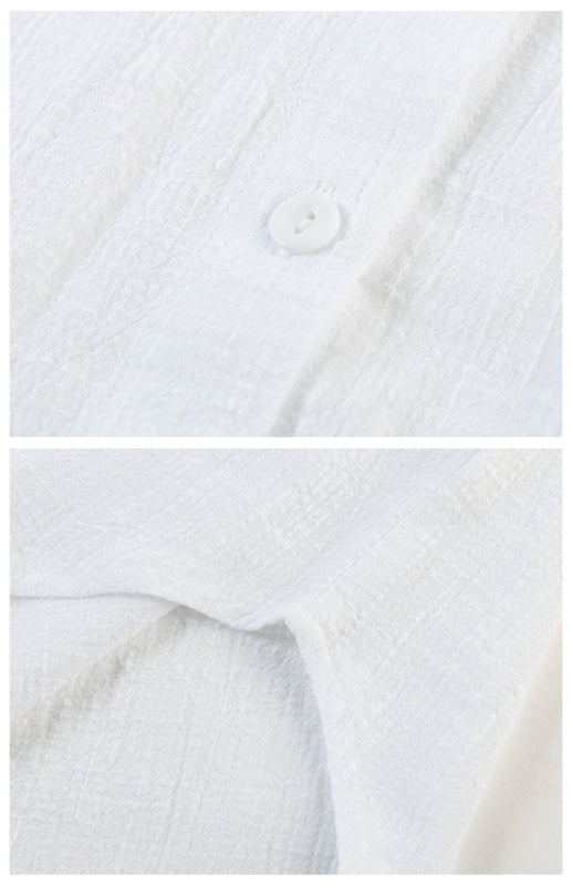 Levoire | Linrevers nappiraglan chemise à manches courtes avec blouse à fente incurvée