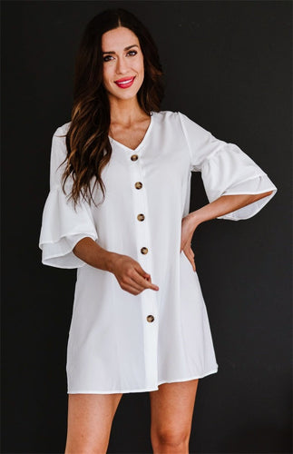 Levoire | Femme sV-découpe Bouton cloche à manches robe chemise
