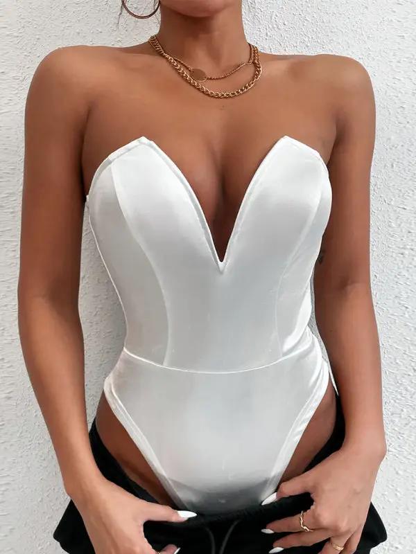 Levoire | Femme sexy V décolleté top veste Blanc