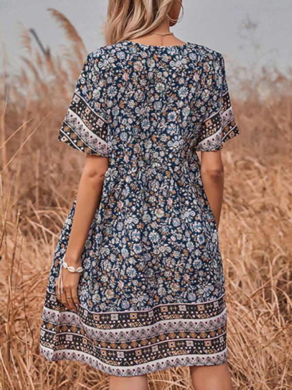 Levoire | Nouvelle robe vintage à col rond imprimé pour femme