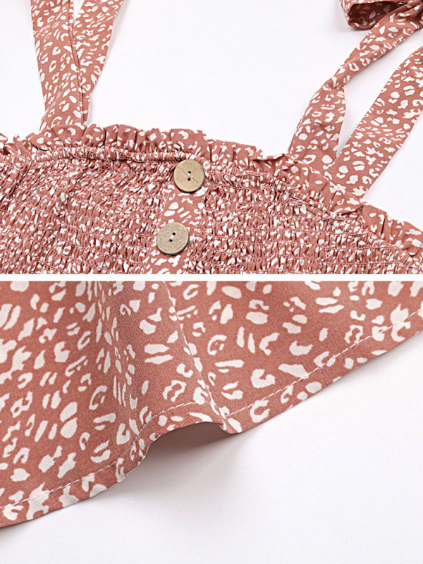 Levoire | Robe à fleurs roses à nouer avec volants