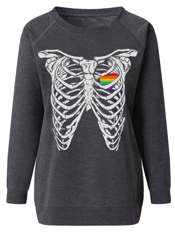 Levoire | Femmes T-shirt imprimé à manches raglan loose thème Halloween