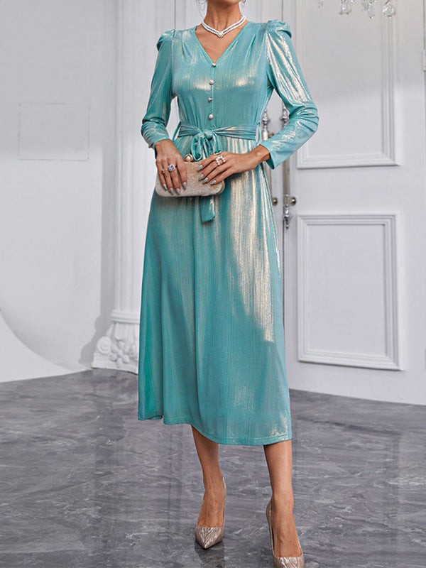 Levoire | Femme Élégant Robe V col Professionnel Slim Robe Paillettes