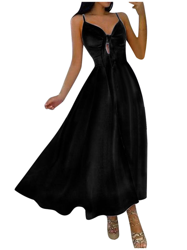 Levoire | Femme Lacet Complet Fleurie Sexy Halter Robe Longue Noir