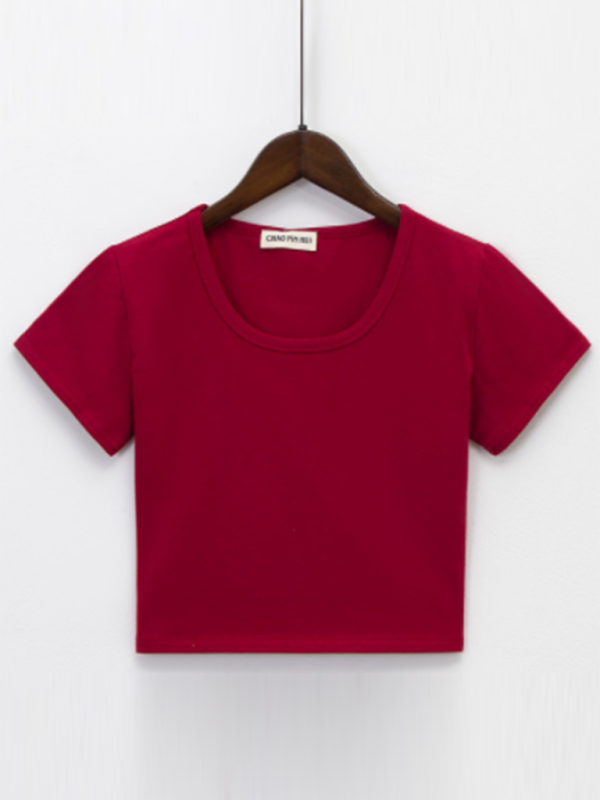 Levoire | Femmes Col Rond Manches Courtes Blouse Vinkurv
