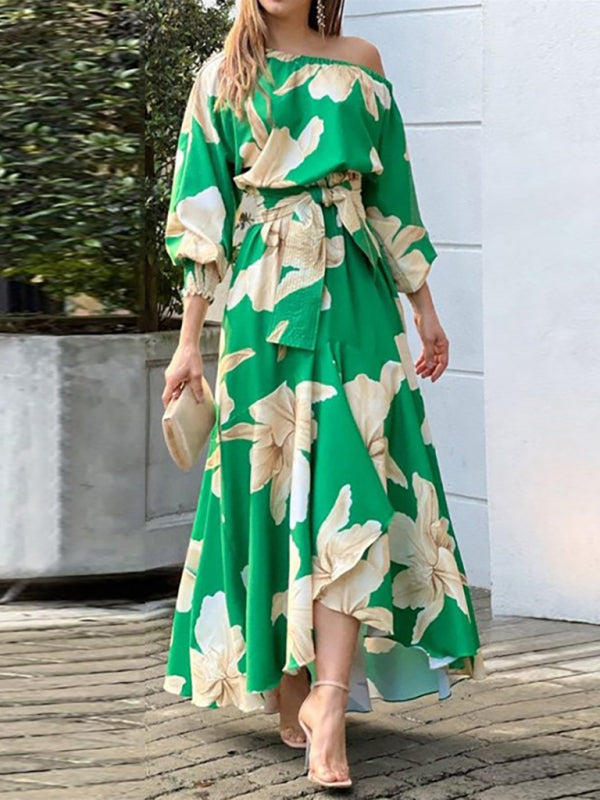 Levoire | Robe à manches élégante Pendel-Drucklaterne pour femmes Vert