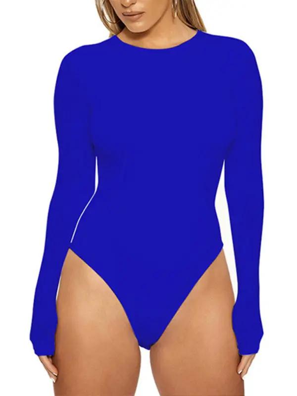 Levoire | Femme Loisirs Bodys Tops à manches longues ajusté Jumpsuit Bleu