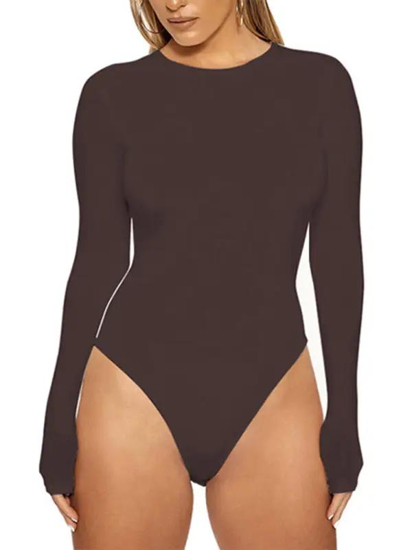 Levoire | Femme Loisirs Bodys Tops à manches longues ajusté Jumpsuit Braun