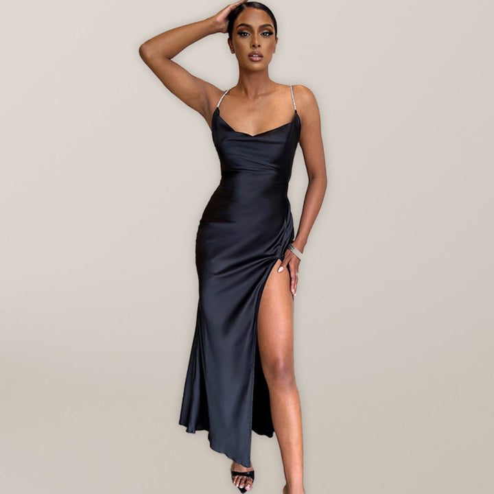 Levoire | Coupe Ajustée, Robe de Fête à Dos Ouvert Hippu-Split avec Bretelles Must