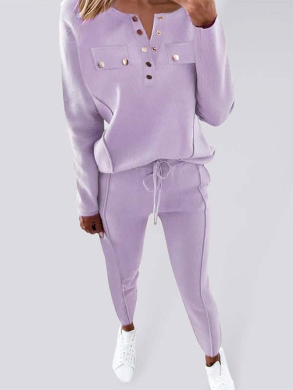 Levoire | Nouvelle Femme Col Rond Boutonnée Vêtements De Loisirs Rosa