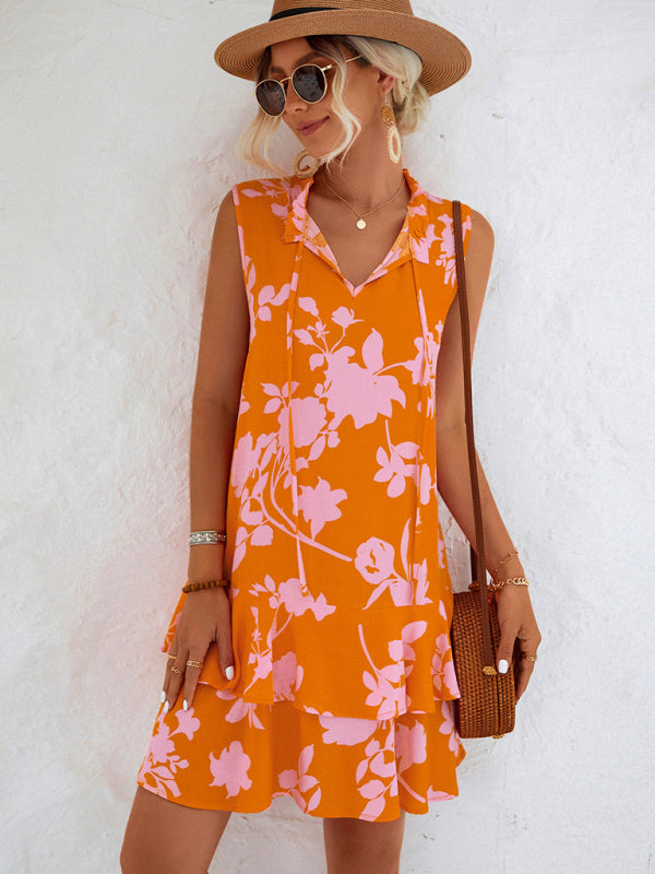 Levoire | Femmes Loisirs Vacances Sans Manches Bretelles Combinaison Orange