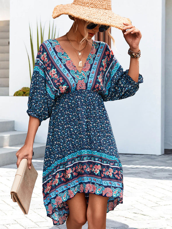 Levoire | Femmes Tissé V-Encolure Dos Nu Robe Boho