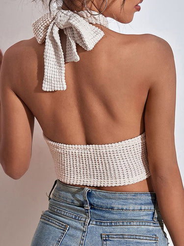 Levoire | Femmes Tricot Sexy Décolleté Dos Waffle Top