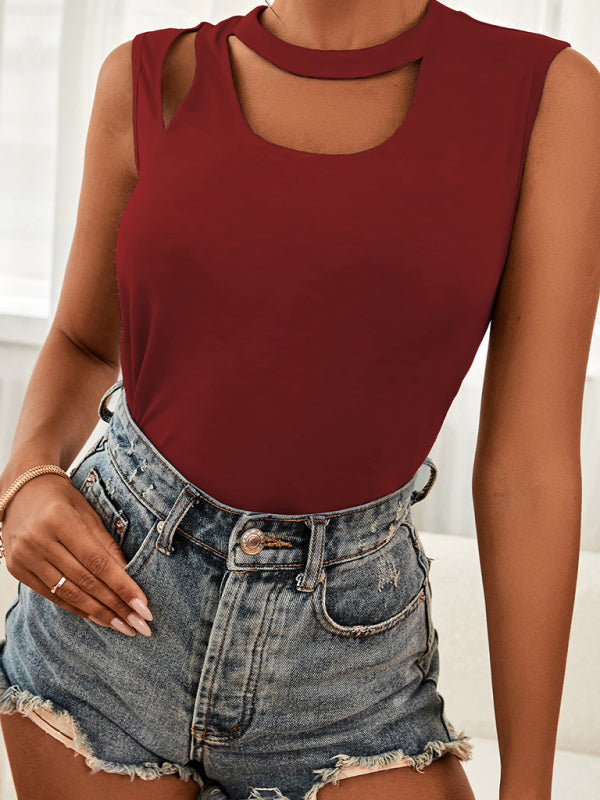 Levoire | Femme Tricoté Col Ronde Design Trou Veste
