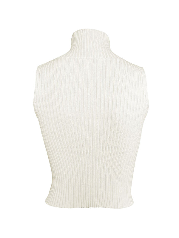 Levoire | Femmes Unicolore Sans Manches Creux Moulant Laine Gilet Top