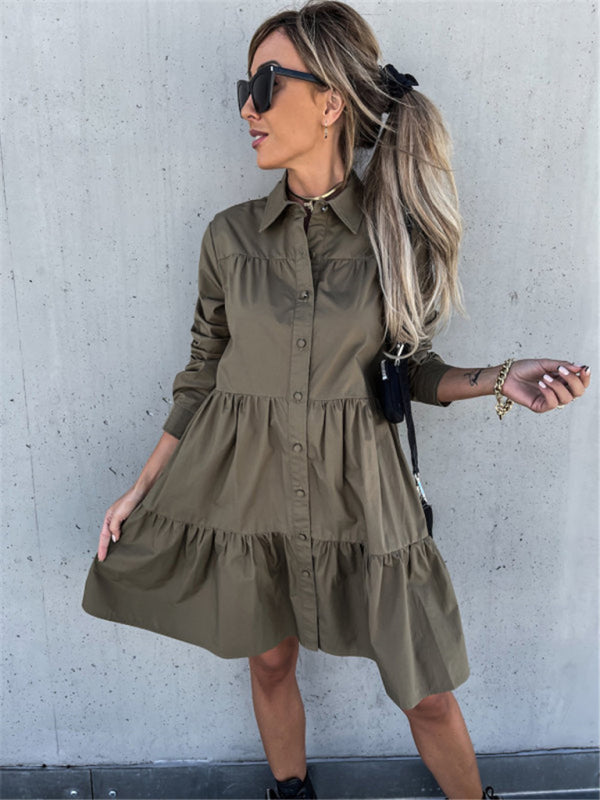 Levoire | Robe chemise ample unie européenne et américaine