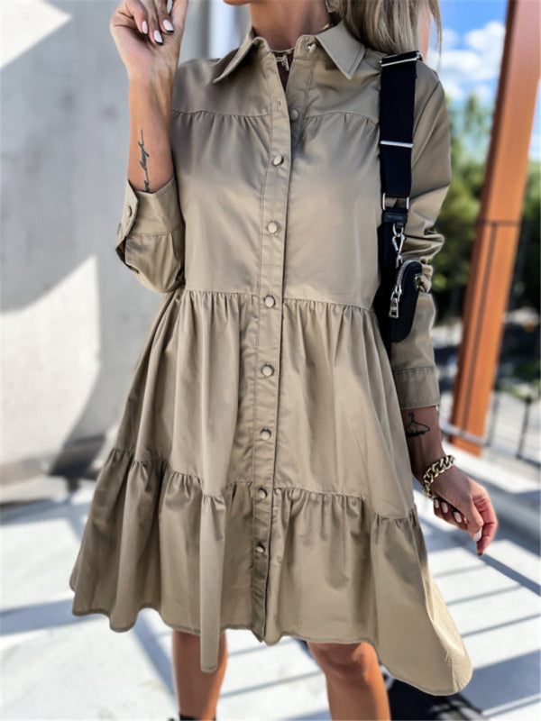 Levoire | Robe chemise ample unie européenne et américaine