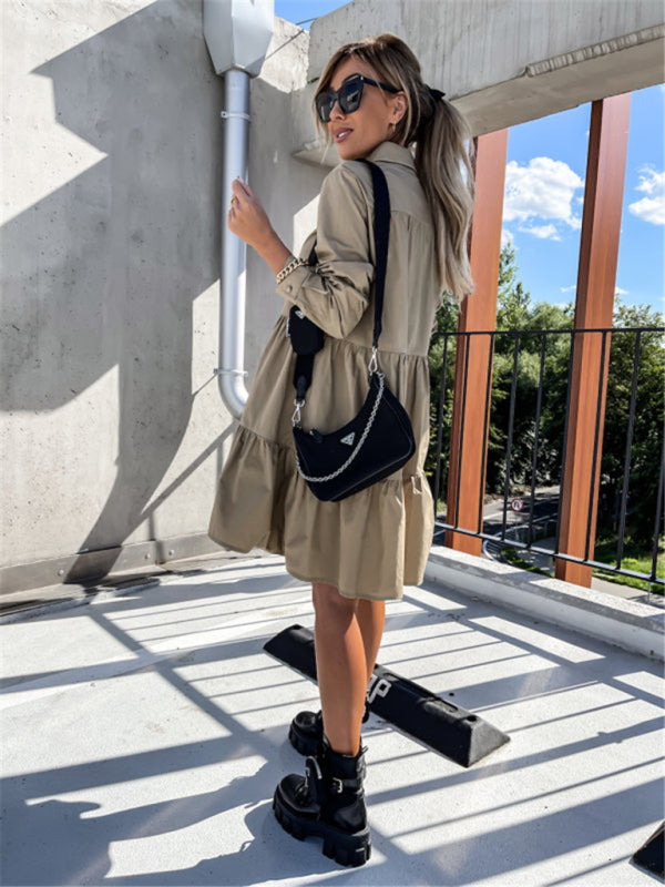 Levoire | Robe chemise ample unie européenne et américaine