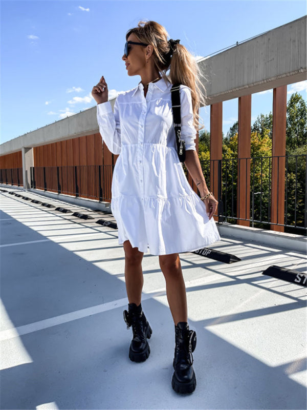 Levoire | Robe chemise ample unie européenne et américaine