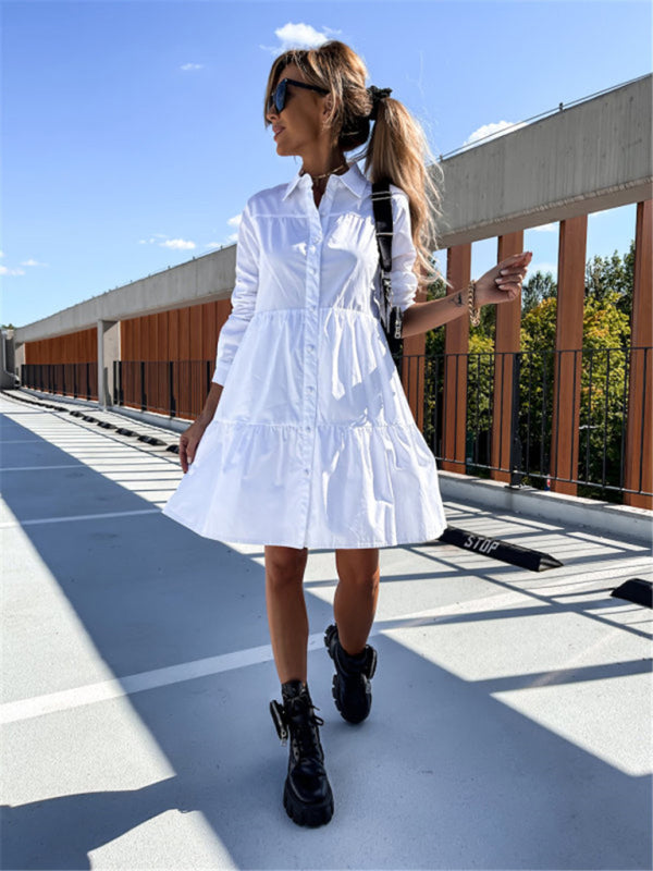 Levoire | Robe chemise ample unie européenne et américaine