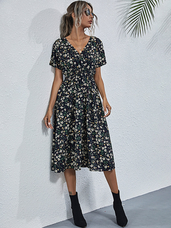 Levoire | Robe d'été bohémienne ample à col carré Noir
