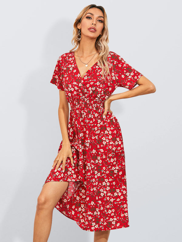 Levoire | Robe d'été bohémienne ample à col carré Rot