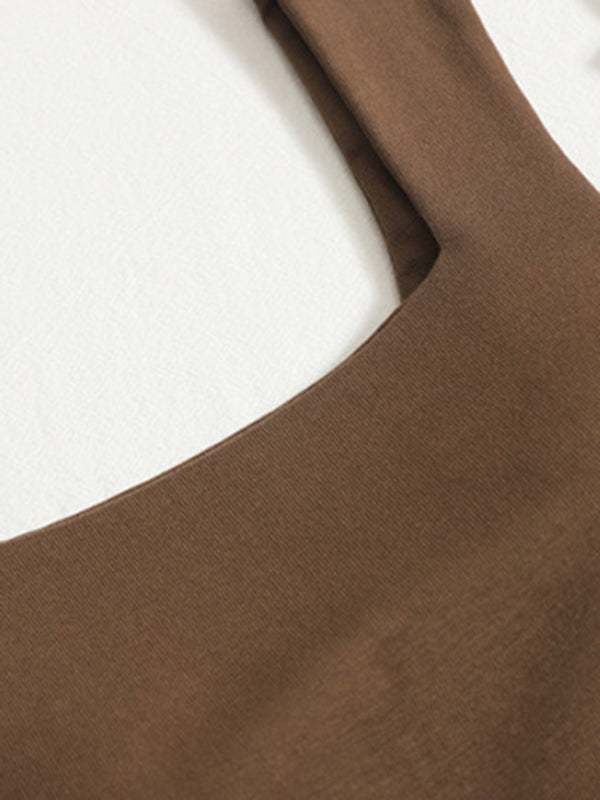 Levoire | Vêtement unicolore d'intérieur et d'extérieur Slim-Fit irrégulier beau dos Top